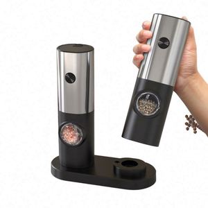 Rechargeable Stainless Steel Electric Salt and <b>Pepper</b> <b>Grinder</b> Set with Rechargeable Storage Base Mills Spice <b>Grinder</b> Set - Product Image 3