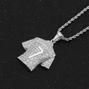 Collier pour homme 3D avec pendentif maillot de football 7, style hip-hop tendance, entièrement serti de diamants, vente en gros - Product Image 5