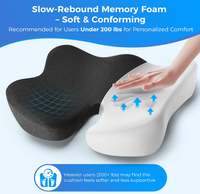Coussin de siège ergonomique personnalisé en mousse à mémoire de forme avec découpe coccyx et housse amovible lavable pour chaise de bureau, voiture et voyage