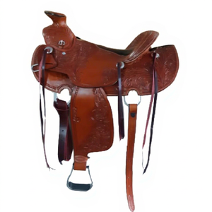 Silla de montar western portátil de cuero de alta calidad, diseño personalizado, asiento rígido, tallado artesanal, para equitación, con estructura de madera. - Product Image 1