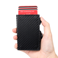 CASEKEY dompet minimalis pria, kblocking kartu kredit pemblokir RFID, logam aluminium serat karbon tipis