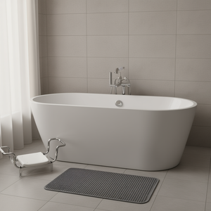 Bath Seat Without <b>Backrest</b> Chrome Frame White 30 Cm Length 40 Cm Width 15 Cm Height Bathroom Safety Equipment - Product Image 3