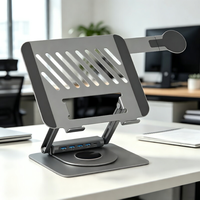 Support d'ordinateur portable ergonomique rotatif à 360° Smarto L30 haut de gamme avec support pour téléphone et hub USB, hauteur et angle réglables pour ordinateurs portables de 17 pouces