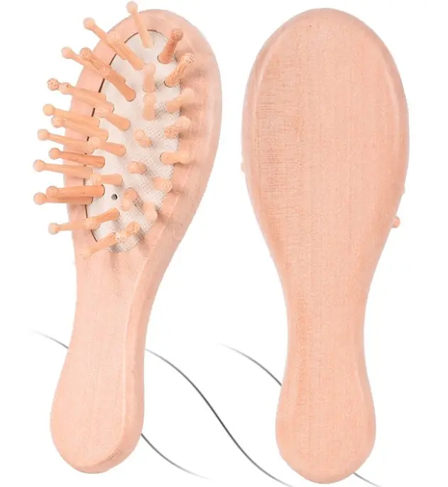 Hotel travel Mini pocket size hair comb wooden paddle scalp massage hair brush