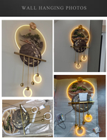 Tableaux Muraux Paysagers et Peintures avec Lumières LED Décoration Intérieure Impression UV Tableau Cristal avec Décoration Murale 3D Métal Doré Lumière