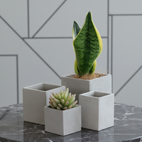 Gros carré simple conception de bureau ciment succullent pot avec trou pour la décoration intérieure
