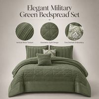 Ensemble de couette en velours de lait vert olive, texturé 3D floral, en polyester, doux, pour l'hiver, OEM ODM