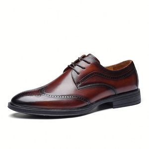 Nouvelle collection printemps : Chaussures en cuir pour hommes, formelles et décontractées, tendance, à bout large, style britannique, chaussures de gentleman - Product Image 1