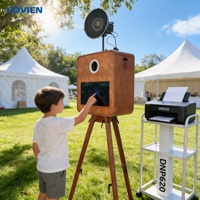 Équipement de photomaton en bois compatible avec appareil photo reflex numérique, écran tactile, support d'imprimante pour entreprise de location