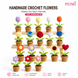 Mini <span class=keywords><strong>Fiori</strong></span> Estetici in <span class=keywords><strong>Vendita</strong></span>, 100% Fatti a Mano, Rose, Tulipani, Margherite in Cotone Lavorato all'Uncinetto, per Decorazione Casa <span class=keywords><strong>e</strong></span> Ufficio - Product Image 1