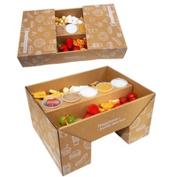 Boîte alimentaire convertible en papier kraft recyclable pour pique-nique, fête, traiteur, plateau de service – Vente en gros