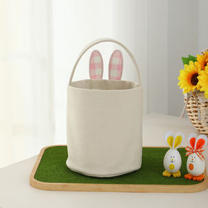 Sac de Pêche aux Œufs de Pâques à Carreaux Roses Lapin de Pâques Cadeau de Printemps Festive Sac de Pêche aux Œufs de Pâques en Toile à Carreaux Lapin de Pâques - Product Image 4