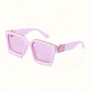 Gafas de Sol de Piloto de Lujo de Diseño Nuevo 2022, con Incrustaciones de Diamantes, Lentes Cuadradas Grandes con Degradado, Unisex, con Cadena - Product Image 4