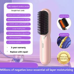 Nouvelle brosse lissante sans fil rechargeable par USB, anti-brûlure, légère, portable, brosse lissante ionique à chaleur - Product Image 6