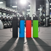 Bouteille d'eau pliable en silicone avec logo personnalisé, sans BPA, pour les sports de plein air