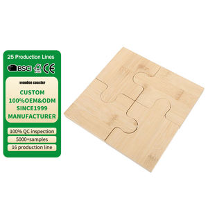 تصميم جديد 4 قسم لغز مزيج من خشب الخيزران ، مكان وضع زجاجة زجاجية - Product Image 1