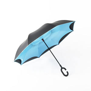 Nuevo paraguas inverso para coche, paraguas de lluvia inversa con logotipo, doble capa personalizada, diseño de mango en forma de C de adentro hacia afuera, plegable invertido, precio bajo - Product Image 1