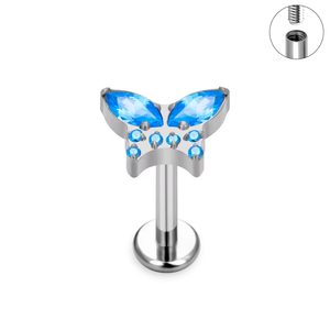 Lotus Wholesale G23 <b>Titanium</b> Zircon Butterfly Gem Labret Screws <b>Stud</b> Tragus Helix Earring Cartilage Body Fine Piercing Jewelry - Product Image 3