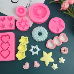 Cetakan Silikon Fondant Donat Bintang Cinta Baru Dekorasi Bintang Lima Titik Cetakan Kue Fondant untuk Dekorasi Kue DIY