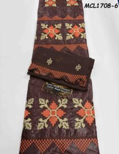 Ensemble de Bazin brodé uni, <span class=keywords><strong>brocart</strong></span> avec dentelle brodée assortie, bandeau de tête populaire au ghana - Product Image 5