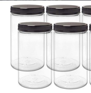 32 oz Clear Plastic Jars with Lids, Storage Containers, Wide Mouth PET Mason Jars