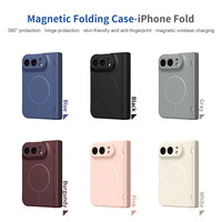 Étui de protection magnétique pliable Skin Feel PC avec charnière à fermeture automatique, antichoc, en verre trempé pour iPhone Duo 18 Fold Wide