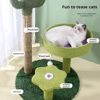 CactusCat Arbre à chat moderne à 3 niveaux, grand lit pour chat, griffoir, structure d'escalade, durable, confortable, en peluche et sisal, sans perte de poils, pour animaux de compagnie d'intérieur