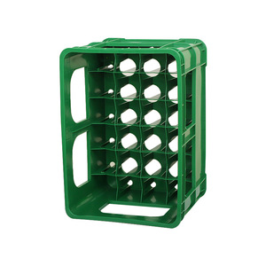 Plastic Beer <b>Crate</b> 505x350x320mm <b>Stackable</b> HDPE Injection Molding Green For Beverage Storage - Product Image 1