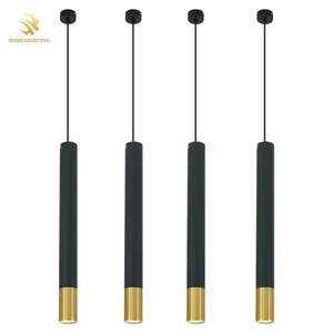 Lustre moderne nordique en tube d'aluminium noir et or pour restaurant, bar et cuisine - Product Image 5