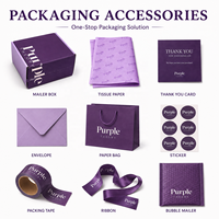 Boîte d'expédition en carton ondulé avec bande auto-adhésive, petite, violette, personnalisée avec logo, pour l'emballage en gros