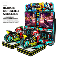 Machine de jeu de course de moto dynamique à monnayeur, simulateur de moto de course de vitesse 2 joueurs avec détection de mouvement et construction métallique