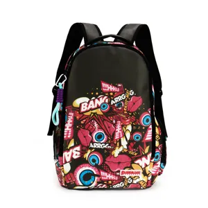 Özel graffiti sırt çantası moda trendi erkek schoolbag üniversite öğrencileri lise eğlence büyük kapasiteli seyahat sırt çantası