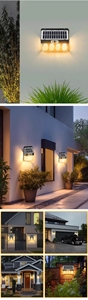 New Wall <b>Light</b> IP65 Garden Outdoor Waterproof LED1-8 Bulb 4 Solar <b>Lights</b> for Home W7116-1 <b>Motion</b> <b>Sensor</b> Rechargeable Replaceable - Product Image 6