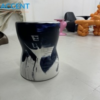 Mesa Auxiliar de Fibra de Vidrio Pintada a Mano, Taburete Abstracto, Escritorio Auxiliar, Mesa de Centro Cilíndrica de FRP Moldeado, Proyecto de Villa de Lujo, Galería de Arte
