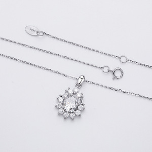Juego de Collar y Pendientes de Lujo de Plata de Ley S925 <span class=keywords><strong>con</strong></span> Moissanita Corte Pera, Color D, VVS1, Joyería de Moissanita para Mujer, Venta al por Mayor - Product Image 5