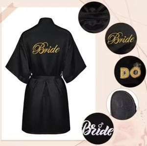 Caliente negro novia compromiso despedida de soltera novia regalos conjunto bolso de mano bata damas de honor zapatillas despedida de soltera boda novia regalos conjunto - Product Image 2