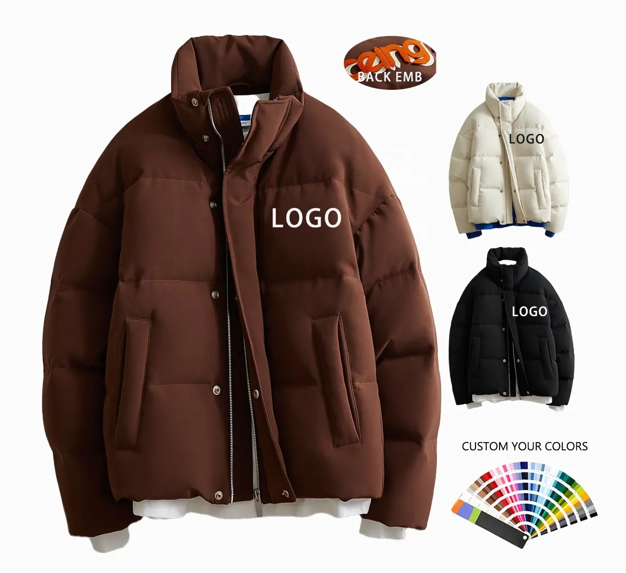 OEM Custom Design ricamato Warm addensare Bubble Mens The Winter Down Coats piumino imbottito per uomo