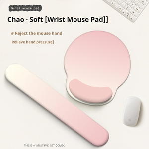 Jinwu văn phòng chuột pad với đầu thoải mái cảm thấy màu hồng Gradient cao su bàn phím và cổ tay phần còn lại Phụ kiện máy tính - Product Image 3
