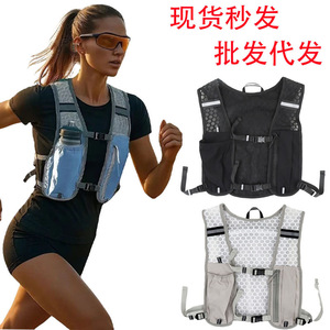 Sac à dos gilet d'hydratation, ajustement réglable, maille respirante, sports de plein air, unisexe, gris - Product Image 3