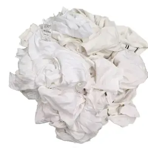 Atacado roupa usada para limpar trapos T-shirt Branco 100% Algodão limpando trapos industrial
