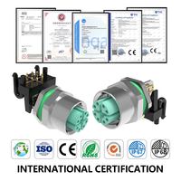Connecteur de signal angulaire IP67 M12 X Code 8 broches mâle/femelle à montage sur panneau, contacts en laiton plaqué or, 50 V CA/60 V CC