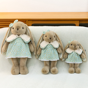 Lindo Peluche de Conejo con Vestido Floral y Ropa Desmontable, Conejito de Orejas Largas Relleno de Algodón PP, Regalo Perfecto para Pascua - Product Image 5