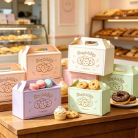 Boîtes à gâteaux ondulées de petite taille avec poignée, en matériaux recyclés de qualité alimentaire, avec logo personnalisé, pour l'emballage alimentaire