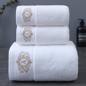 Lussuoso Asciugamano Bianco in Puro Cotone 100% 500gsm 600gsm <span class=keywords><strong>per</strong></span> Viso, Mani e Bagno con Ricamo - Product Image 4