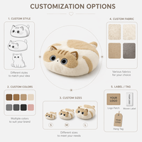 Peluche personnalisée Chat Calico, adorable personnage de dessin animé, coussin en peluche pour canapé, oreiller rembourré pour cadeau de vacances, faible MOQ, OEM, ODM