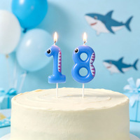 Offre Spéciale : Fournitures de Décoration de Gâteaux de Fête – Chiffres 3D Requin Bleu Joyeux Anniversaire et Topper de Gâteau Doré pour Gâteau