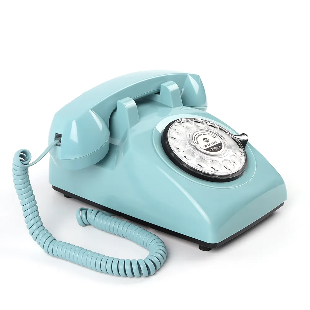 Blue Color Desk Phone Classic Rotary Dial Wedding Audio Guest book wedding Party