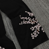 Jean baggy vintage noir délavé à l'acide pour homme, coupe droite, avec broderie 3D surdimensionnée et motif de designer, style hip-hop