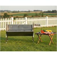 Barbecue Grill Commercial au charbon de bois, brûleurs, rôtissoire à moteur électrique