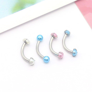 Joyería de acero inoxidable con bola en forma de arco, imitación de perlas para cejas y labios, joyería de moda unisex DQ00088 - Product Image 1